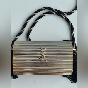 Gold Yves Saint Laurent YSL Miniaudiere Opium bag